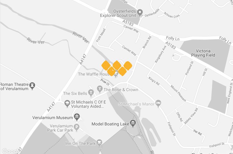 Map of the Wafflehouse, St Albans